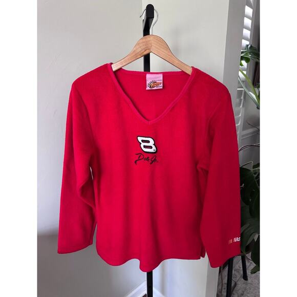 Dale Earnhardt Jr Womens Red Fleece Vintage Nascar Pullover - Picture 1 of 3
